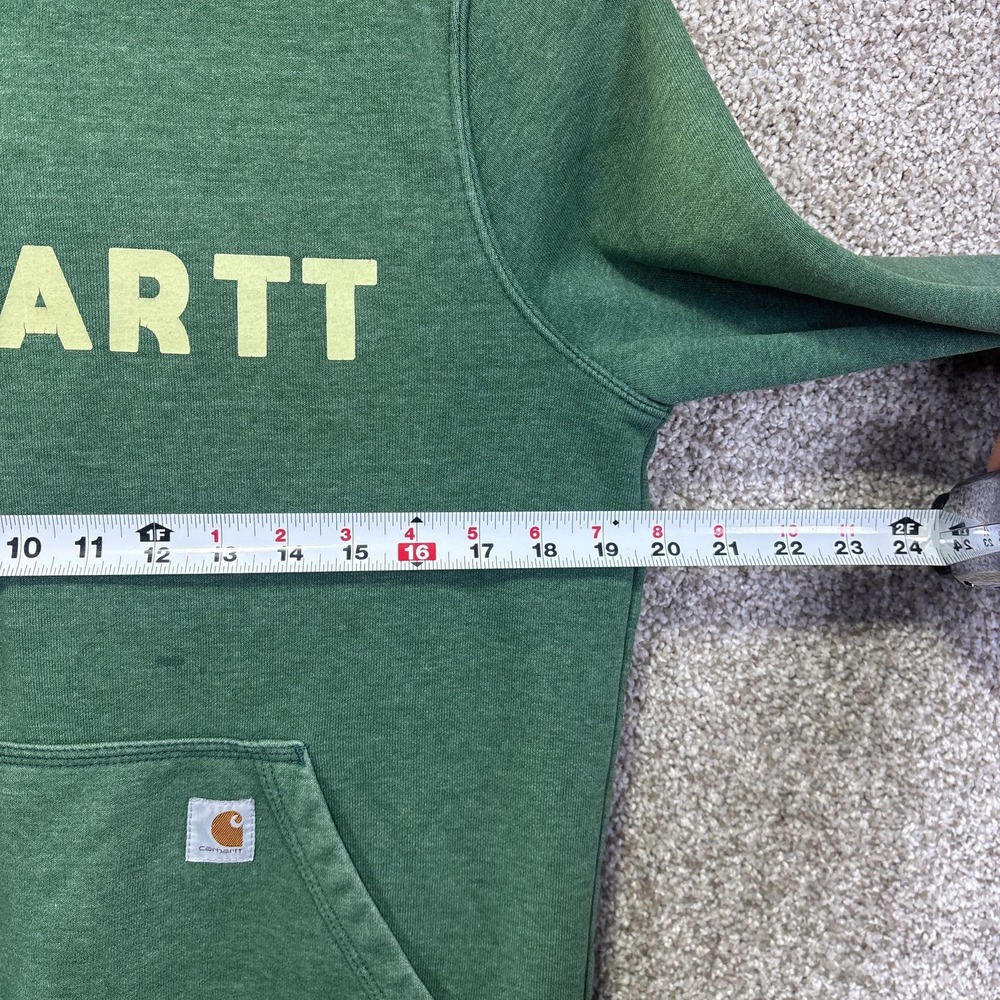 Carhartt‎ Hoodie Womens Small 4-6 Green Relaxed Fit Pullover Logo Graphic Fleece - Picture 6 of 9